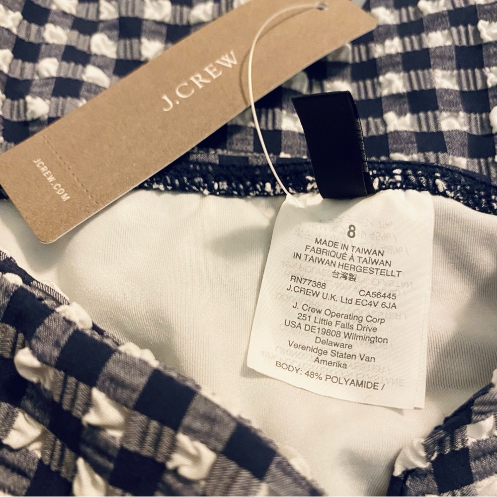 J. Crew Ruffle plunging V-neck swimsuit in Seersucker gingham Size 8 - Picture 9 of 9